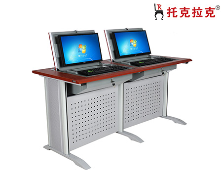 TKLK-02隐藏式嵌入式电脑桌 桌面翻转电脑桌 机房电脑桌(双人位)