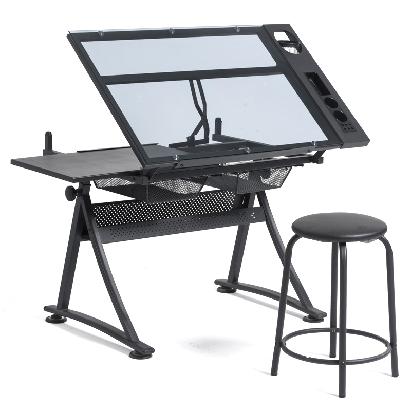 TKLK-HTZ03 钢化玻璃款绘图桌