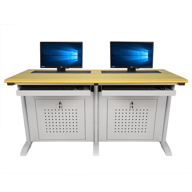 钢木款 双人位显示屏升降电脑桌
